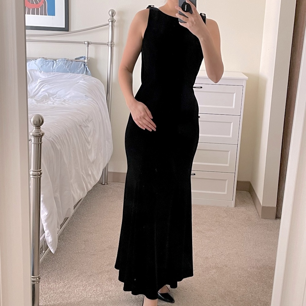 vintage black dress, Velvet evening gown